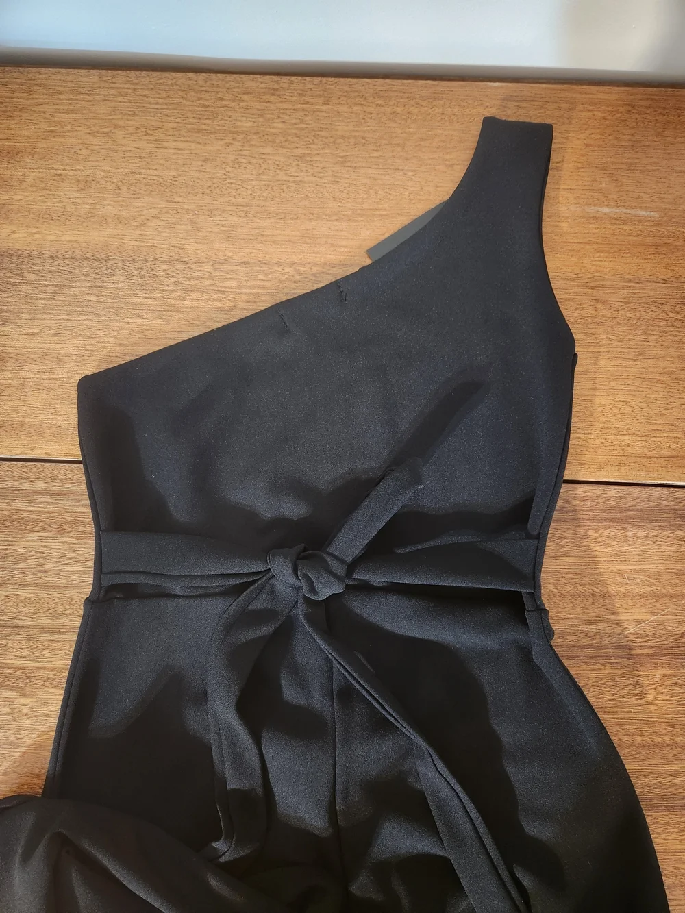 Nasty Gal One-Shoulder Black Wide-Leg Jumpsuit with Buckle Strap - Picture 3 of 14